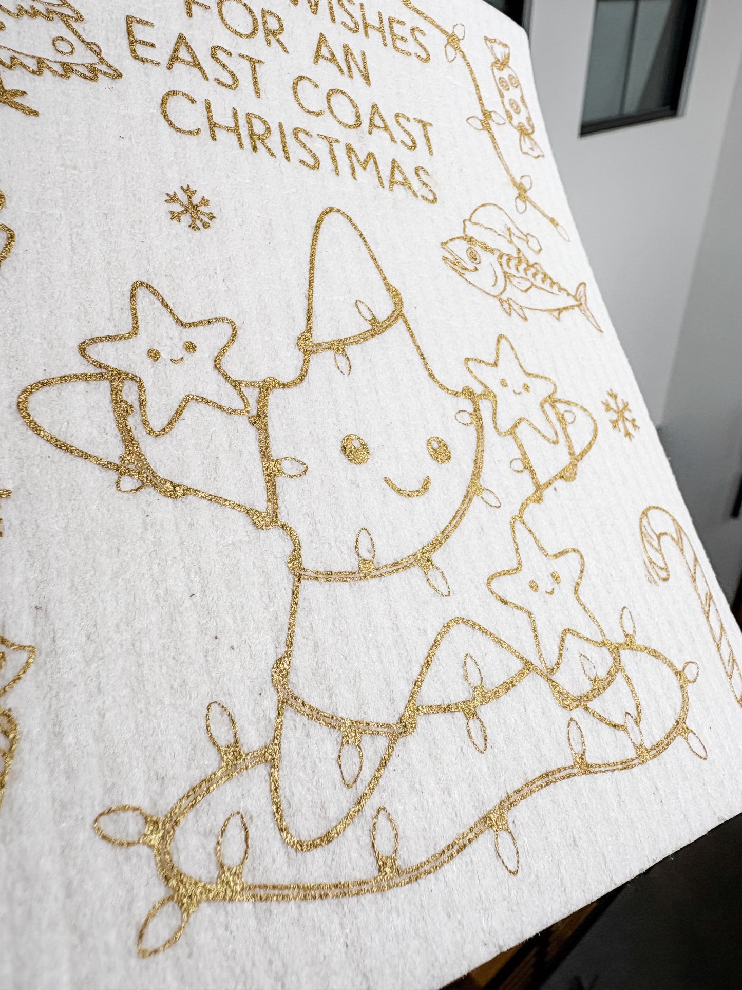 Gold Salty Wishes Swedish Dishcloth