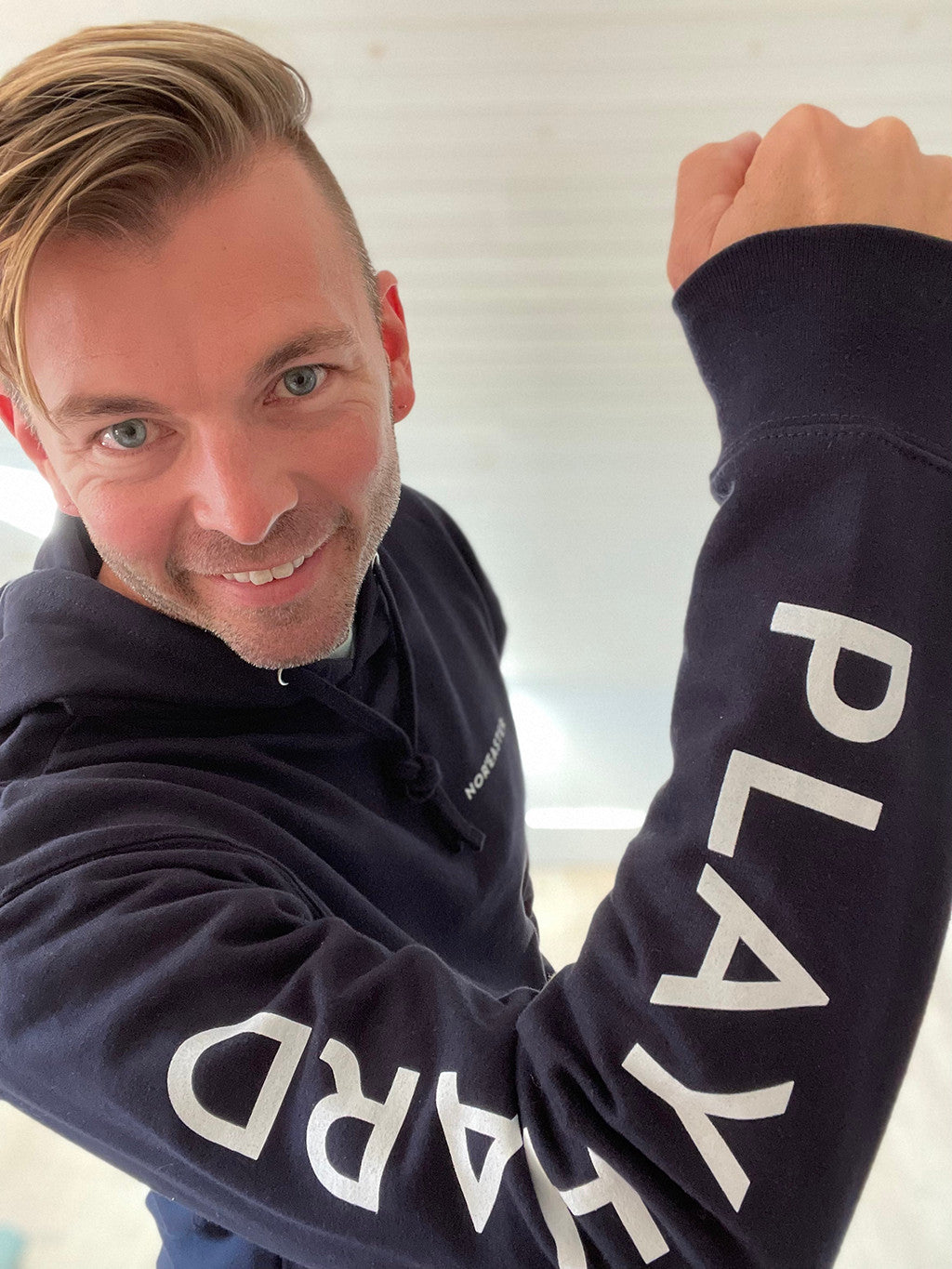 Navy Play Hard Midweight Fleece Hoodie