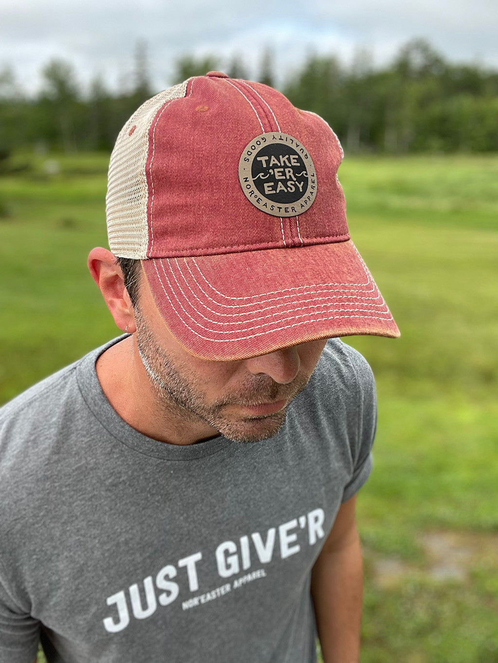 Red Take 'er Easy Dad Hat