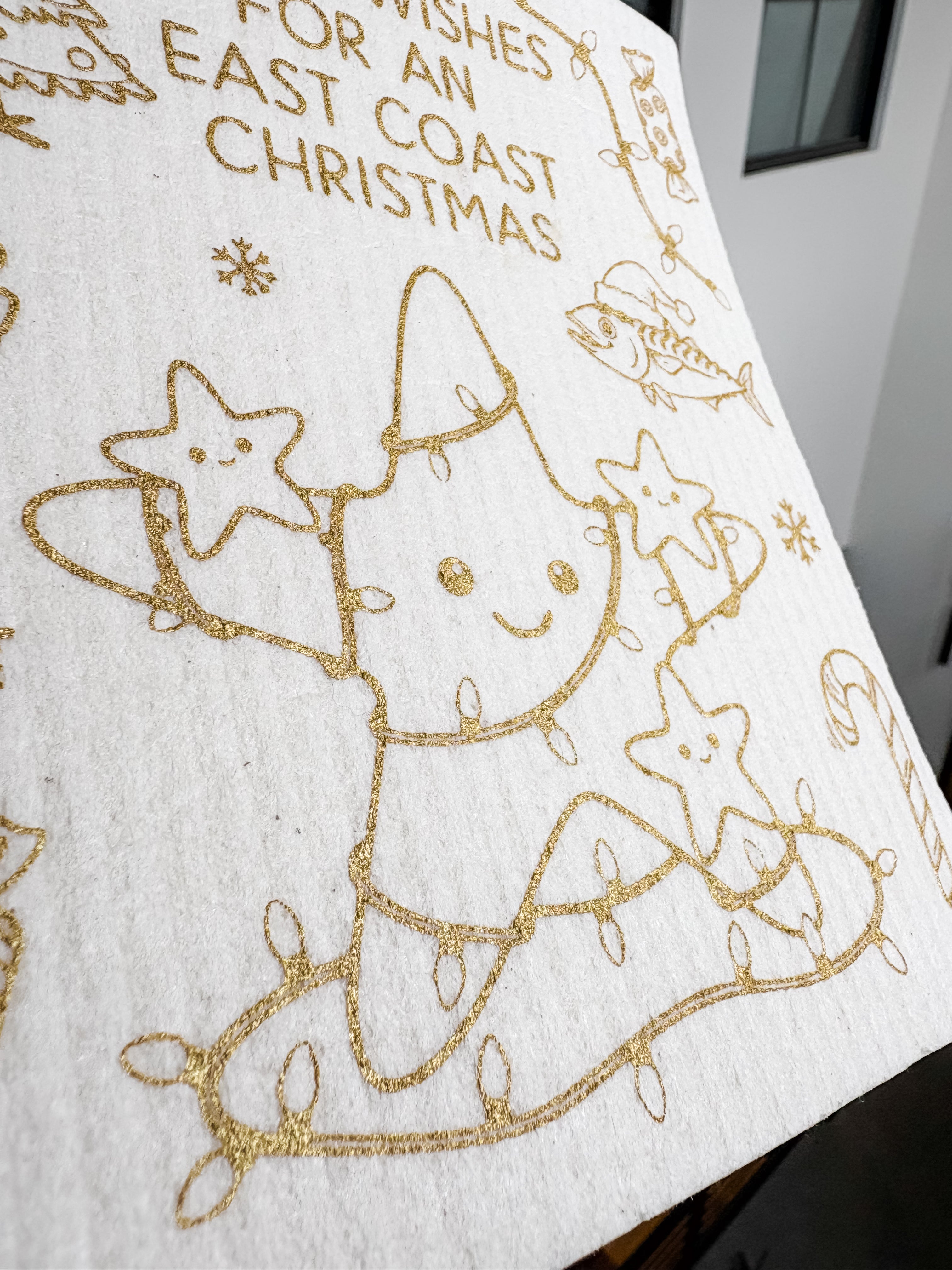 Gold Salty Wishes Swedish Dishcloth