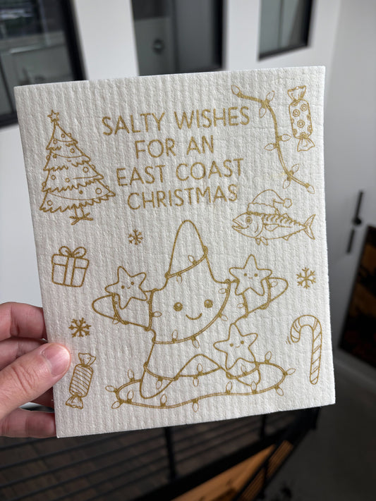 Gold Salty Wishes Swedish Dishcloth