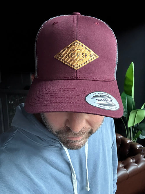 Burgundy Soberish Retro Trucker Hat