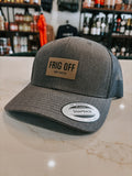 Noreaster Apparel Frig Off Retro Trucker Hat black and grey front view