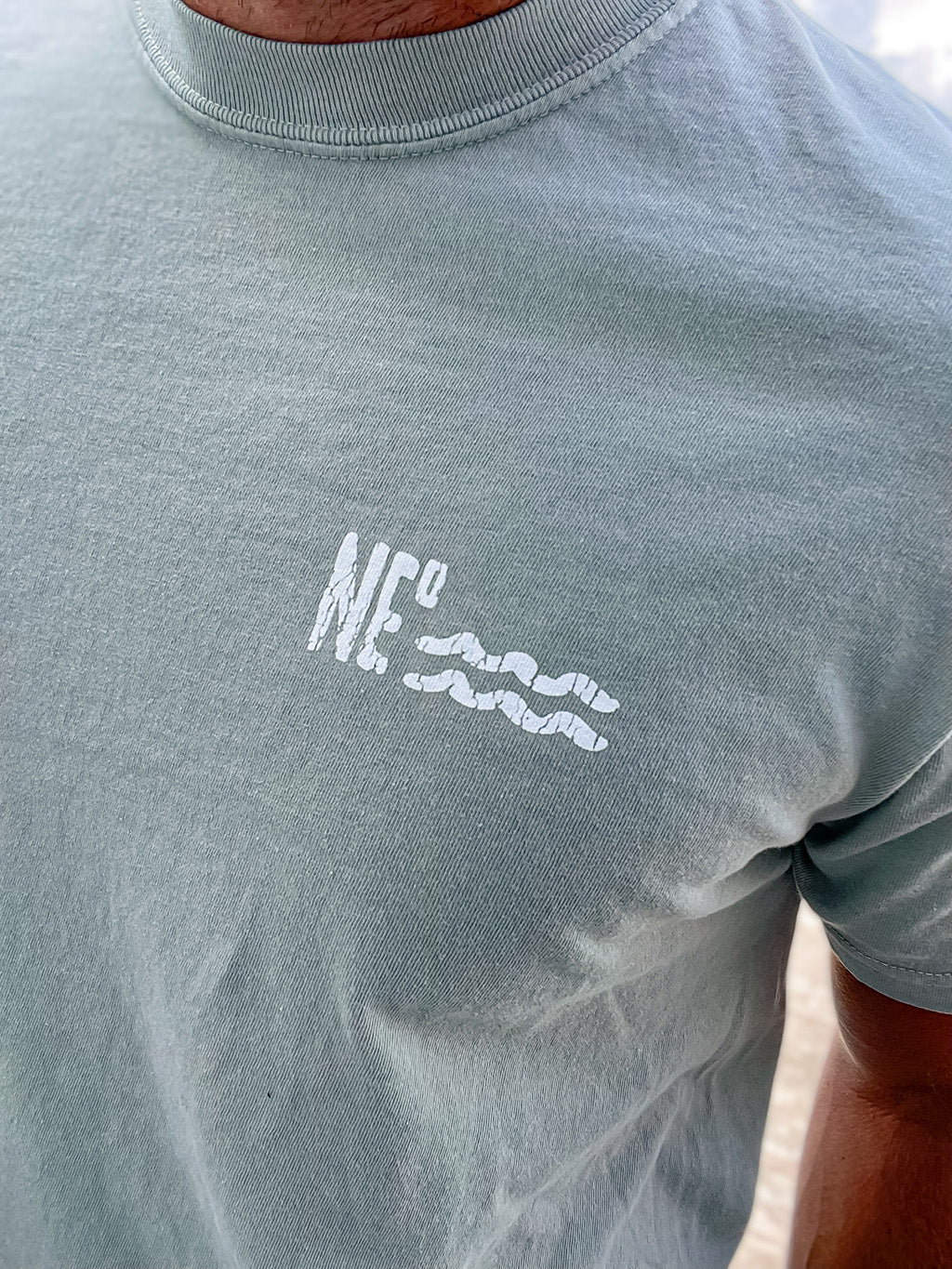 Nor'easter Apparel Cooler on the coast t-shirt detailed front view white ink view