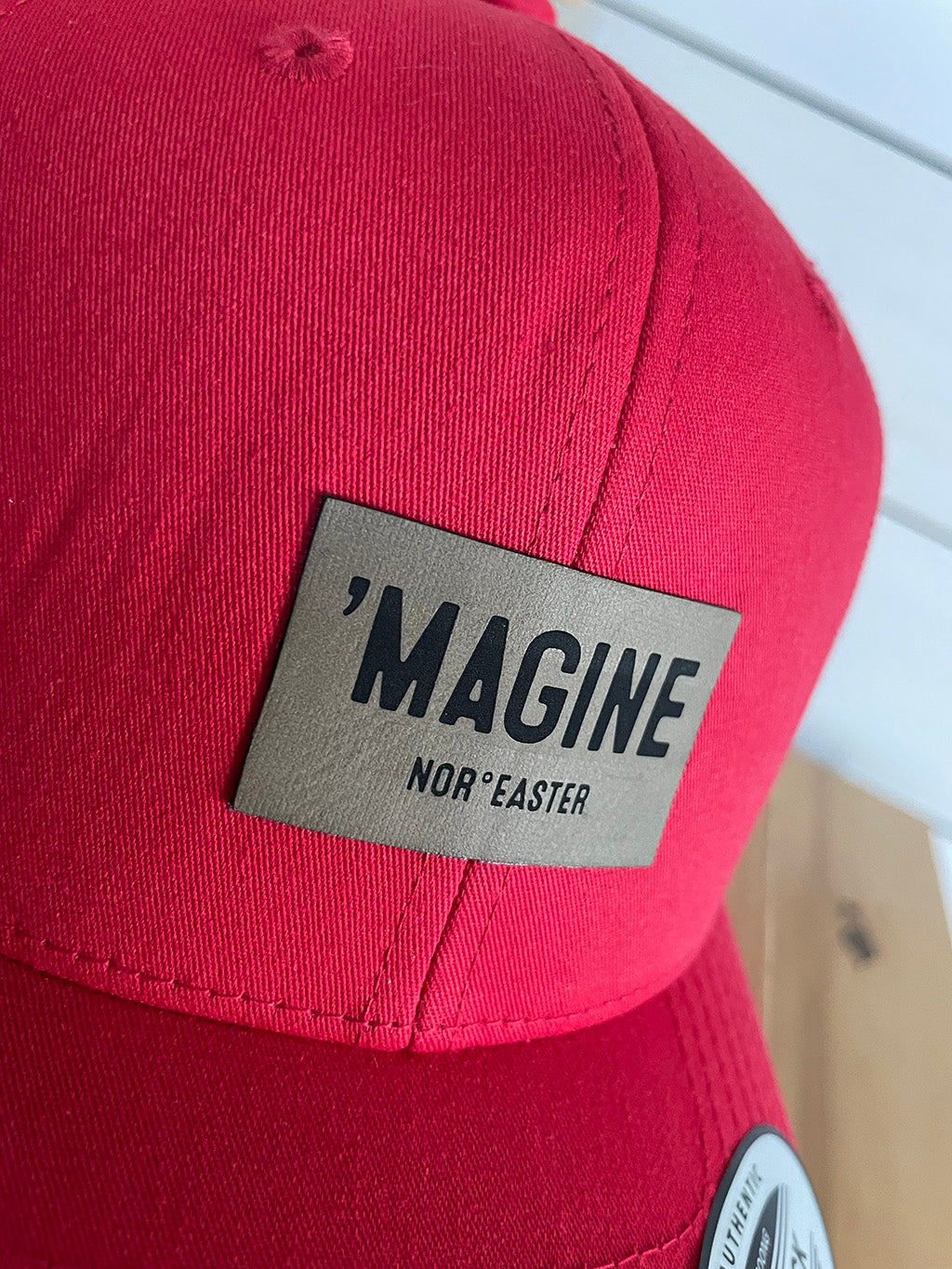 Noreaster Apparel Magine red Hat detail view