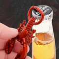 Red metal lobster bottle opener. 