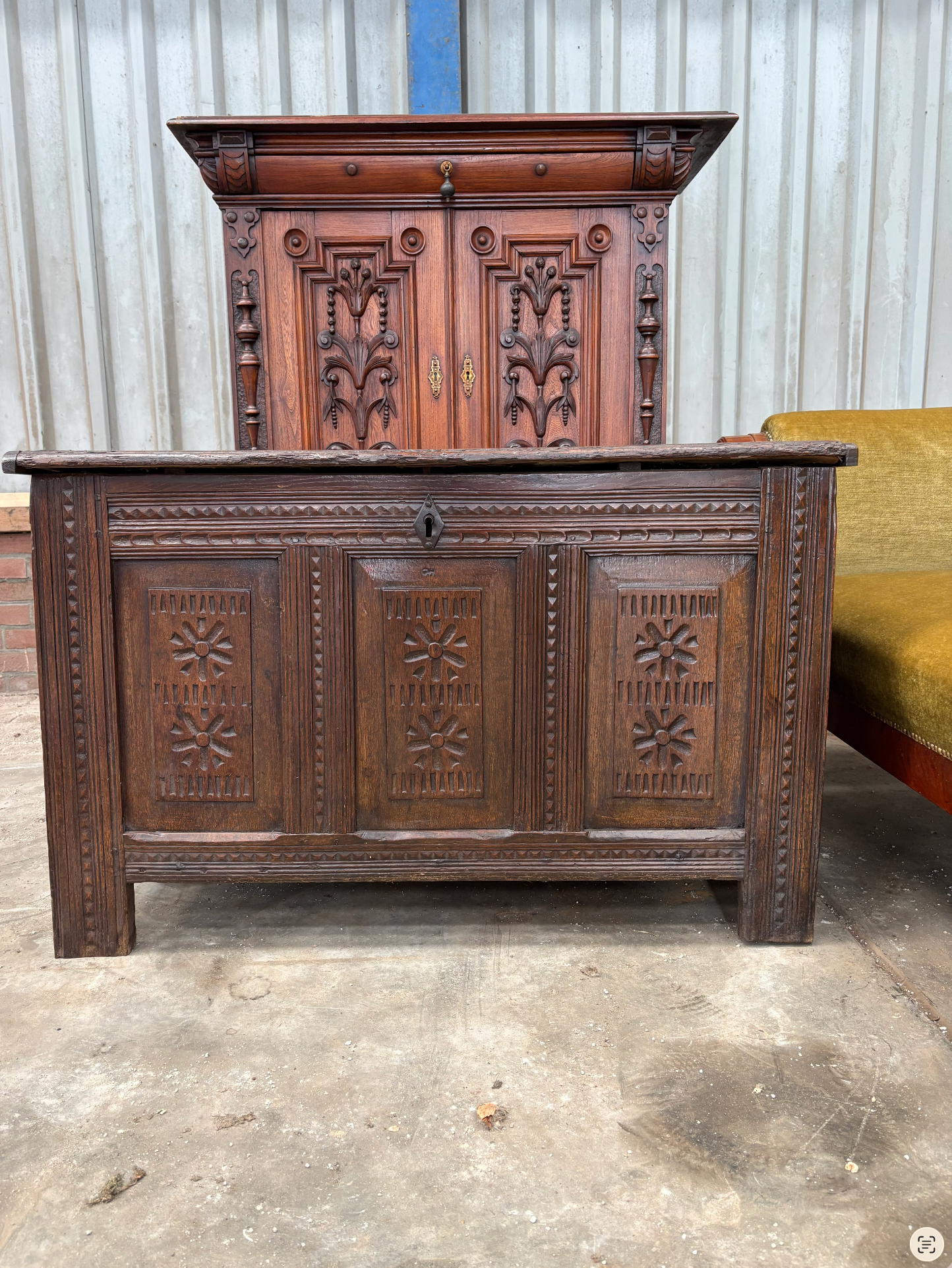 Carved Oak Blanket Chest