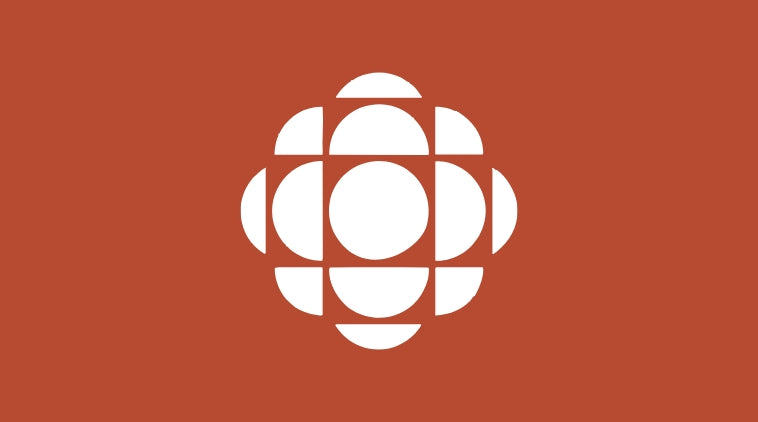 White CBC logo on a brown background