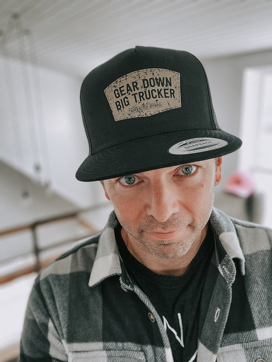 Black Gear Down Big Trucker Hat