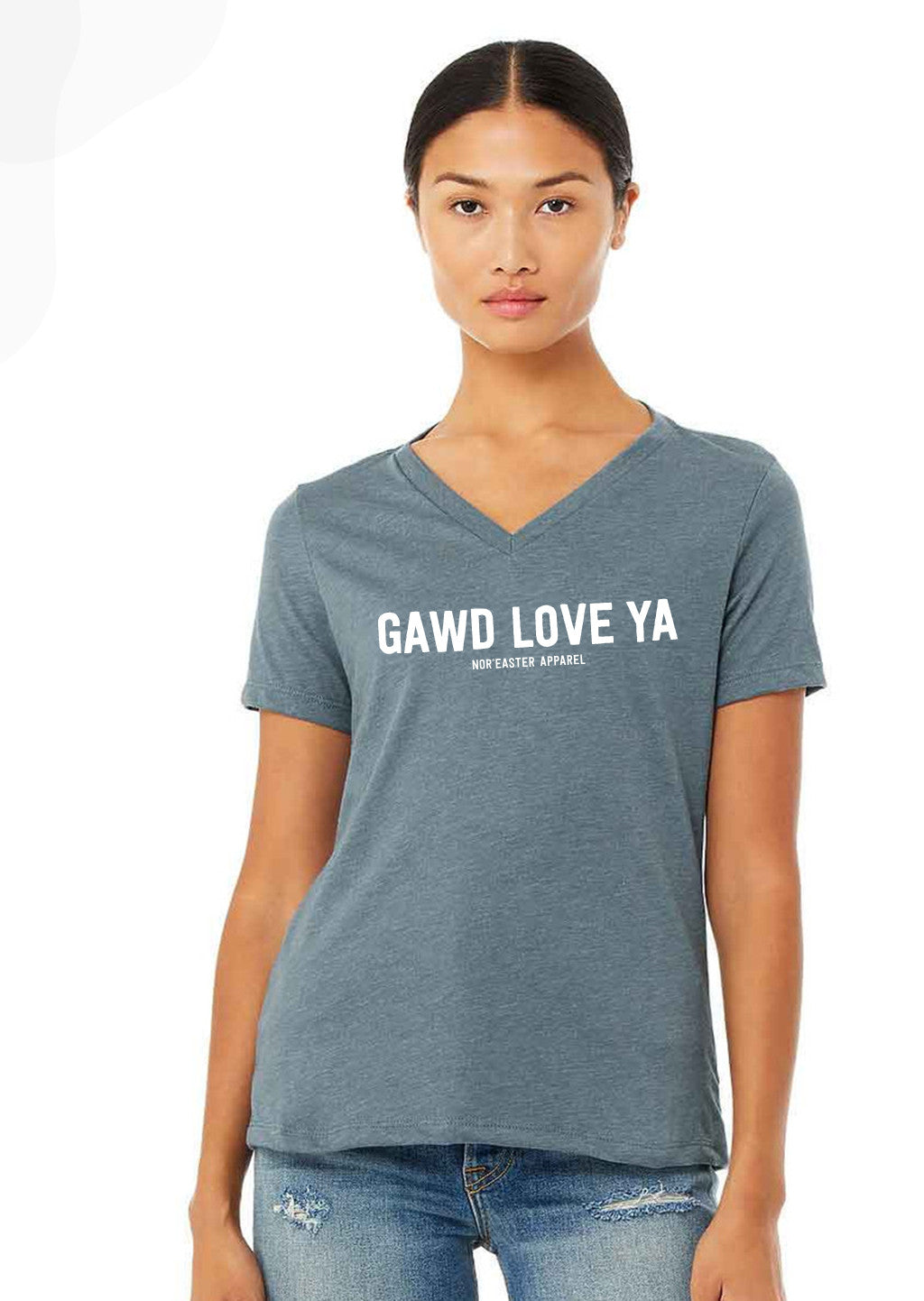 Women's Relaxed-fit Gawd Love Ya V-neck T-shirt