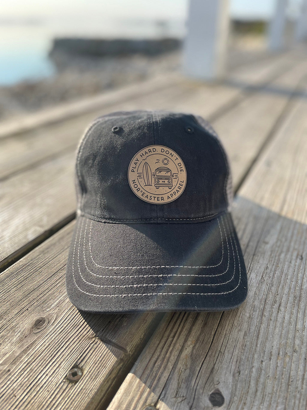 Play Hard Washed Black and Grey Dad Hat