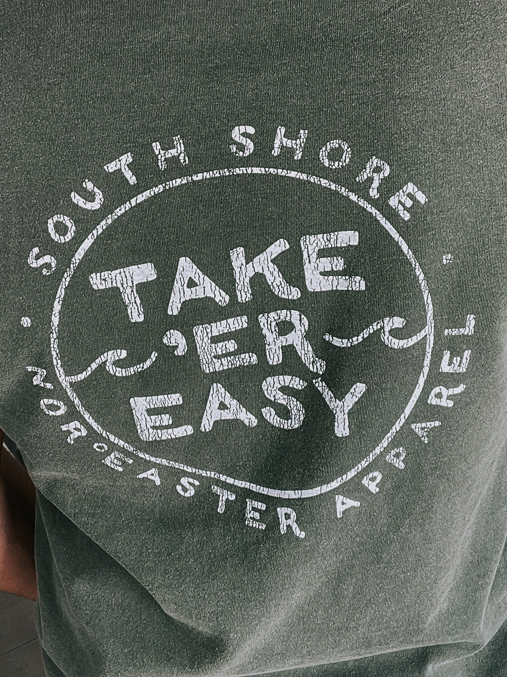 100% Cotton Green Take'er Easy Graphic T-shirt