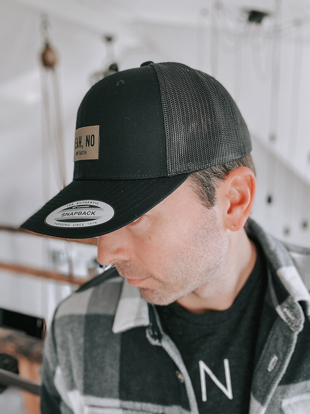 Black Yeah, No Retro Trucker Hat