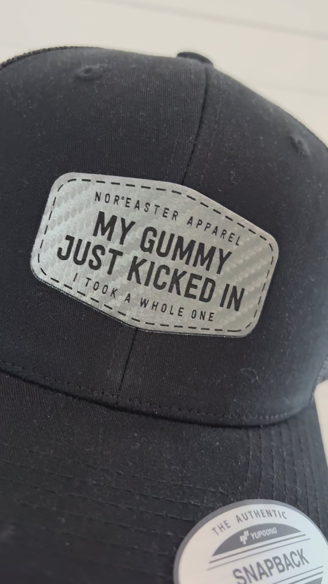 Black Gummy Hat with Reflective Patch